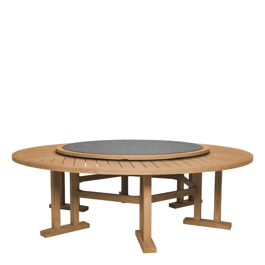Arbor Dining Table Round 239 With Lazy, Round Kitchen Table With Built In Lazy Susan
